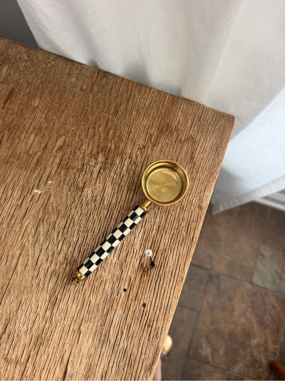 Checkerboard Handle Gold Coffee Scoop - Mackenzie Childs